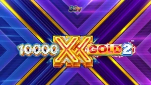 Tampilan antarmuka slot 10,000 X Gold 2 dengan simbol emas dan fitur Stack Xpand yang aktif.