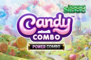 Tampilan visual ceria dari slot Candy Combo Power Combo King Millions dengan tema kerajaan permen.